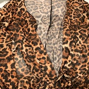 Full length wild side stretch leopard robe or bikini cover up